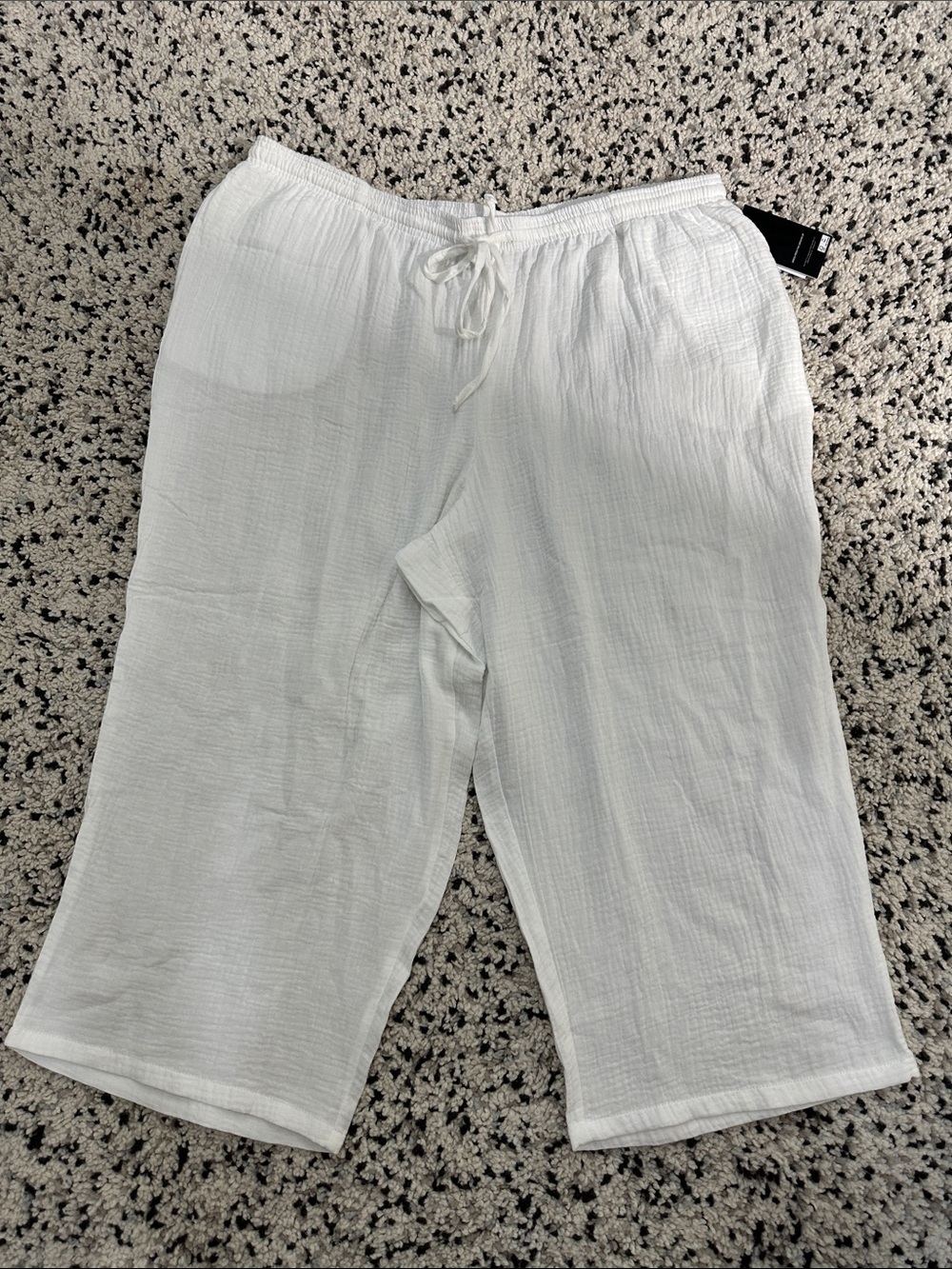 Nine West White Wide-Leg Cotton Blend Pants